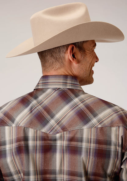 Roper Mens Long Sleeve Snap Shirt Cider Multi