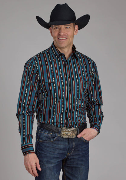 Roper Vertical Multi Print Long Sleeve Snap Shirt