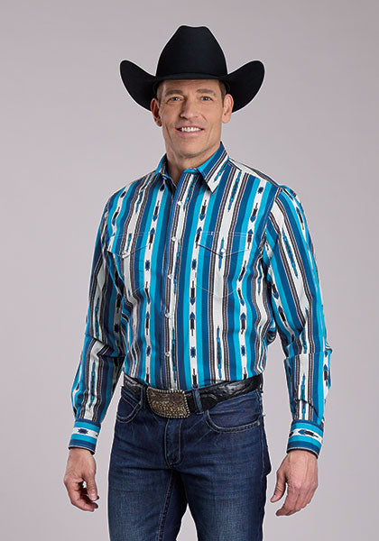 Roper Vintage Vertical Aztec Print Blue