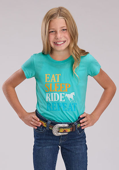 Roper Eat Sleep Ride Repeat Tee Teal