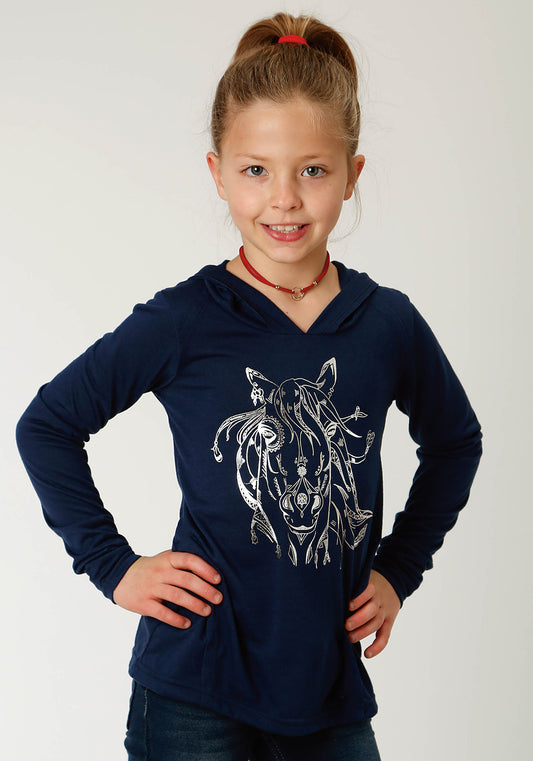 Roper Girls Blue Horse Tee
