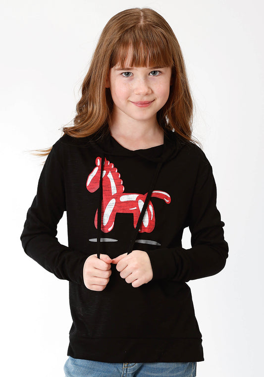 Roper Girls Slub Jersey Long Sleeve Hoodie Black