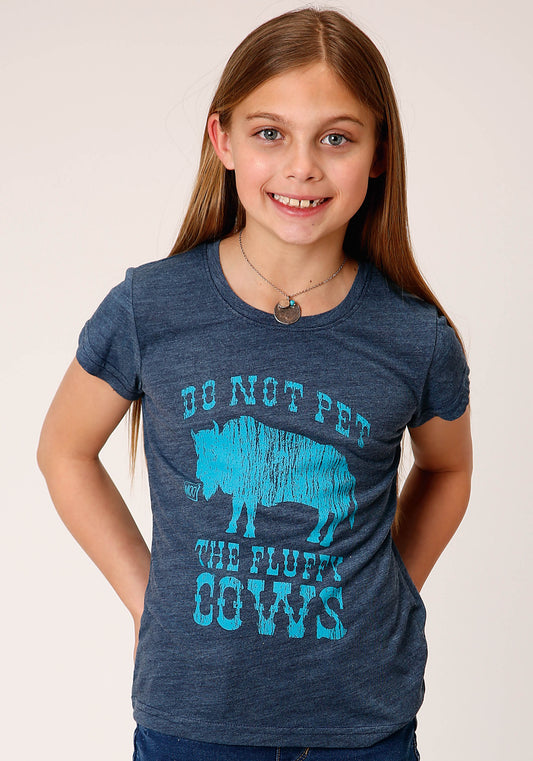 Roper Kids Do Not Pet Fluffy Cows Blue Short Sleeve T-Shirt