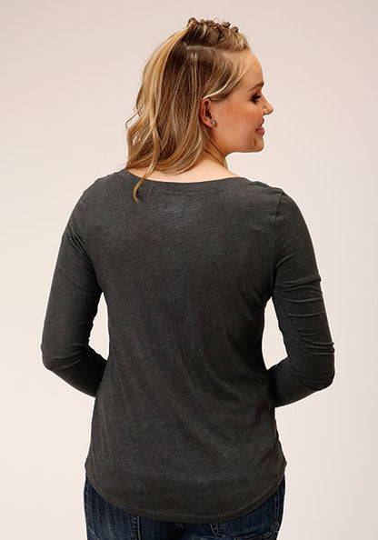Roper Cow Skull Jersey Tee Grey