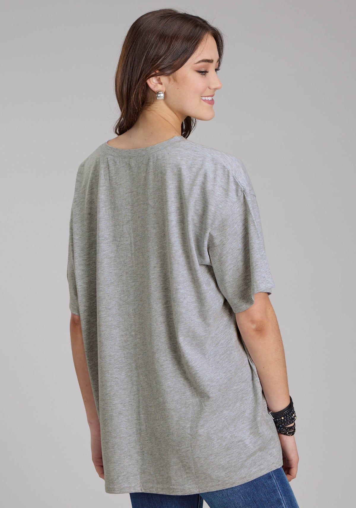 Roper Oversize Western Motif Tee Grey