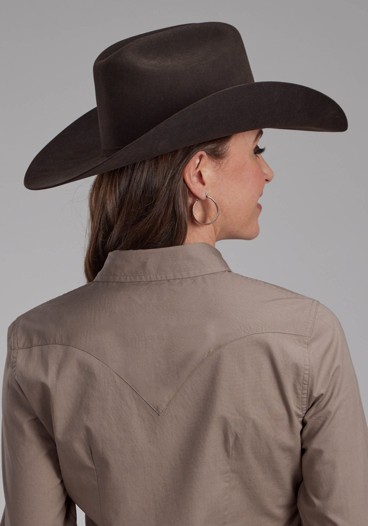 Roper Solid Long Sleeve Snap Stone