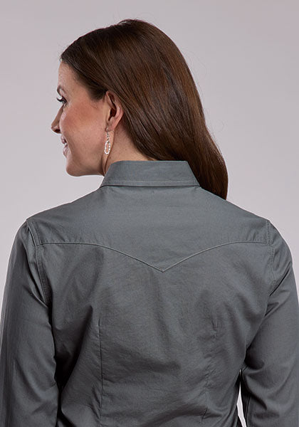 Roper Ladies West Made Sage Green Brown Long Sleeve Snap Shirt