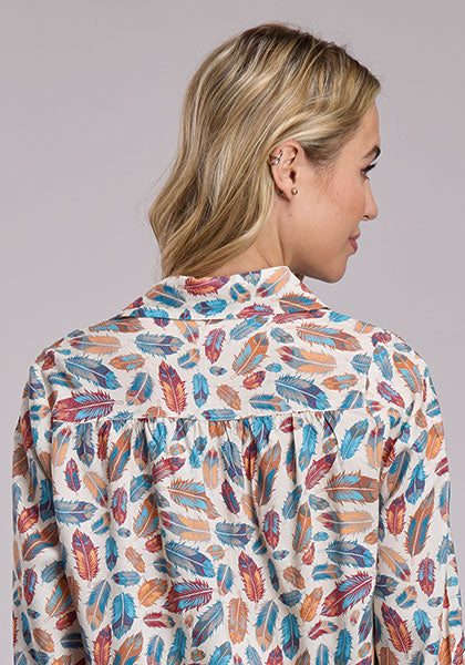 Roper Feathers Print Western Blouse