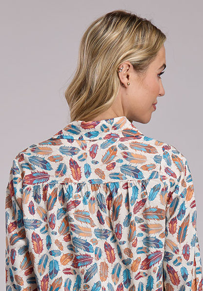 Roper Feathers Print Western Blouse