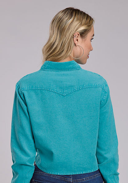 Roper Cotton Twill Solid Blue Long Sleeve Shirt