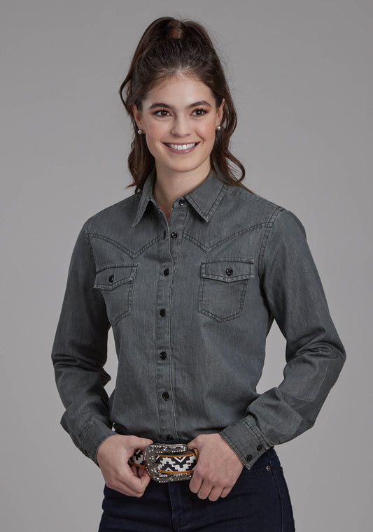 Roper Long Sleeve Grey Button Shirt