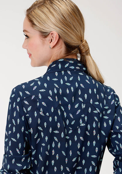 Roper Feather Print Snap Shirt
