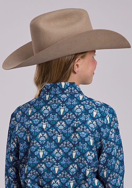 Roper Kids Horses & Flowers Long Sleeve Snap Shirt