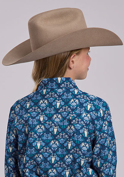 Roper Kids Horses & Flowers Long Sleeve Snap Shirt