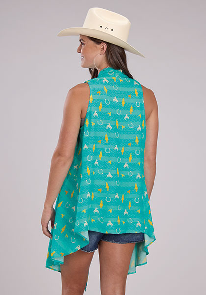 Roper Turquoise Print Cardigan