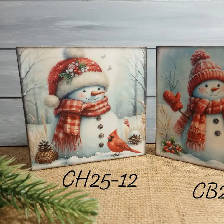Bluegrass Burlap Christmas Wood Blocks