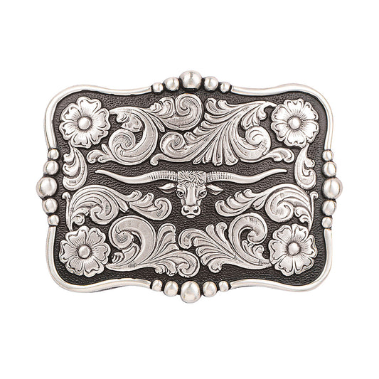 Nocona Rectangle Dot Longhorn Belt Belt Buckle