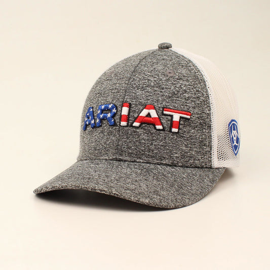 Ariat USA Embroidered Logo Snap Back Grey White