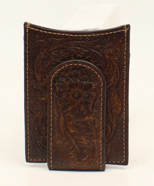 Ariat Chocolate Flower Embossed Money Clip