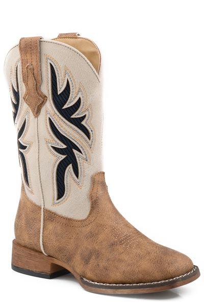 Roper Kids Faux Vintage Tan Leather Vented Shaft Boot