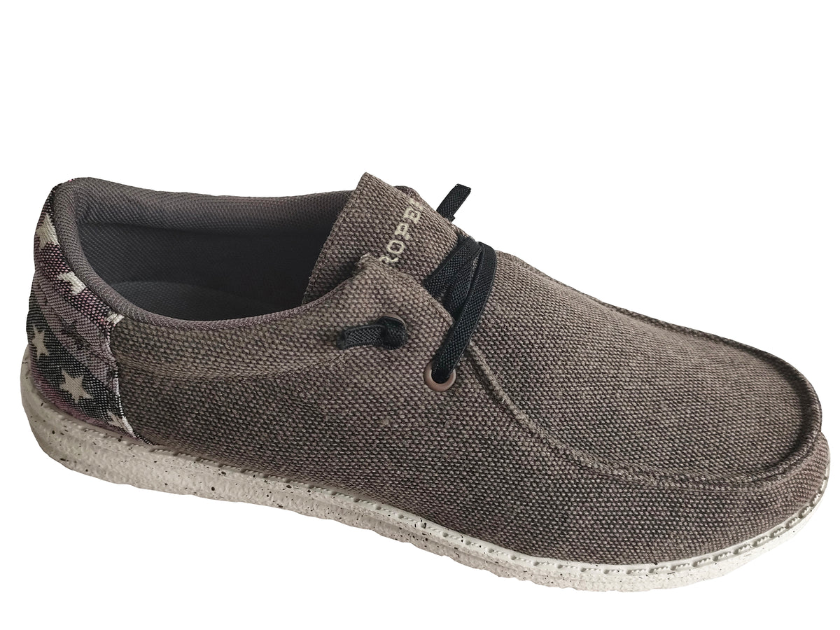 Roper Hang Loose Brown Canvas/Stars Heel