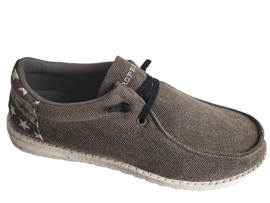 Roper Hang Loose Brown Canvas/Stars Heel
