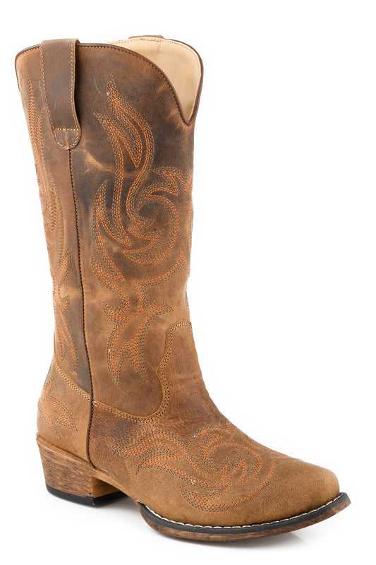 Roper Brown Snip Toe Western Stitch