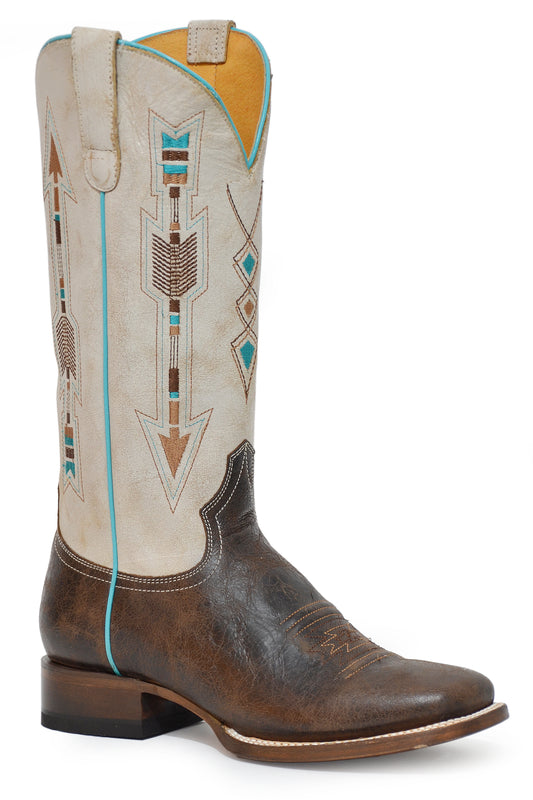 Roper Brown/White Arrows Square Toe