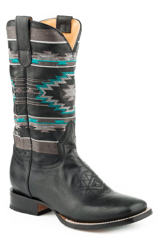 Roper Waxy Black/Black Serape Boot