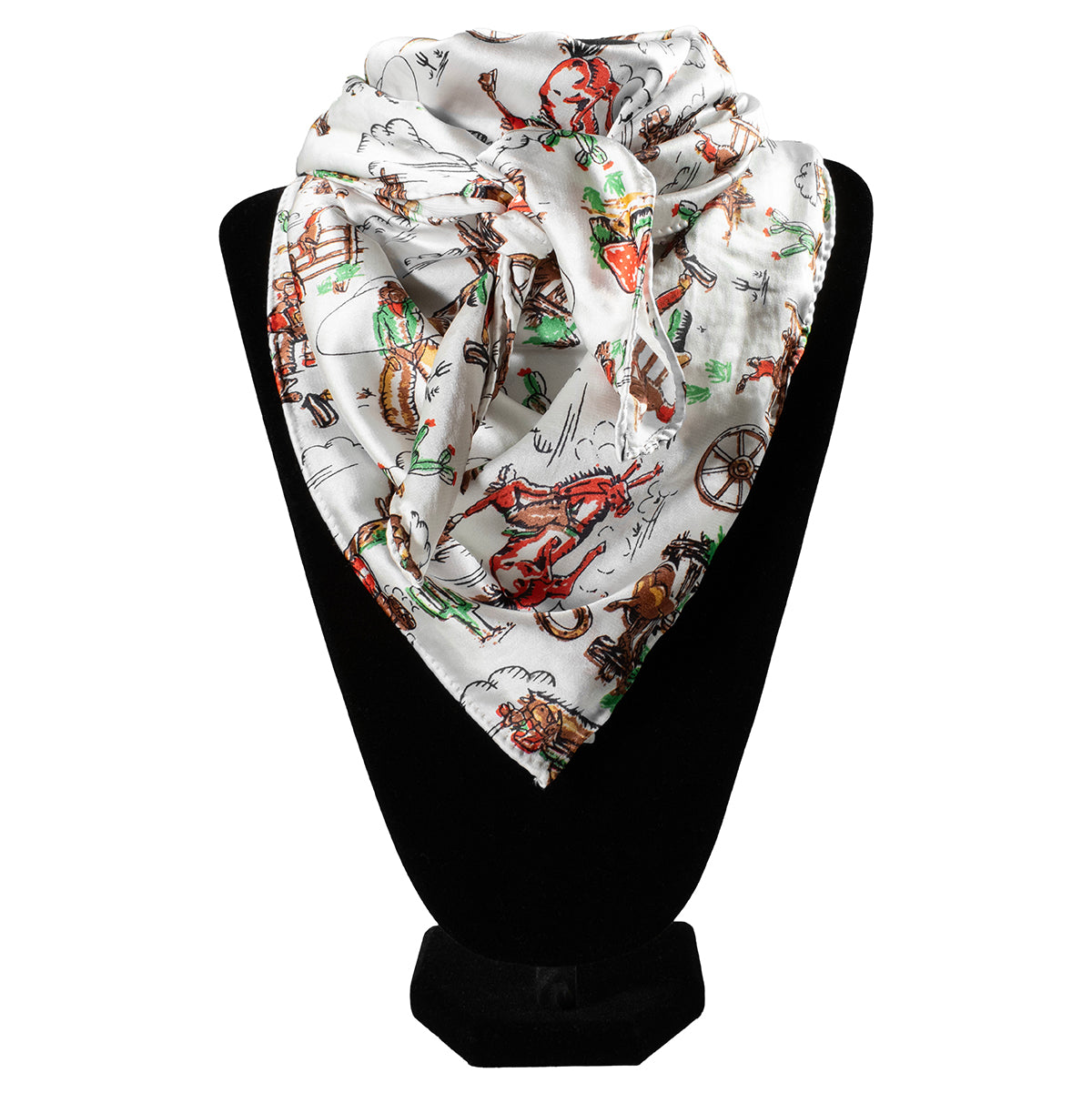 M&F Retro Ranch Print Wild Rag White