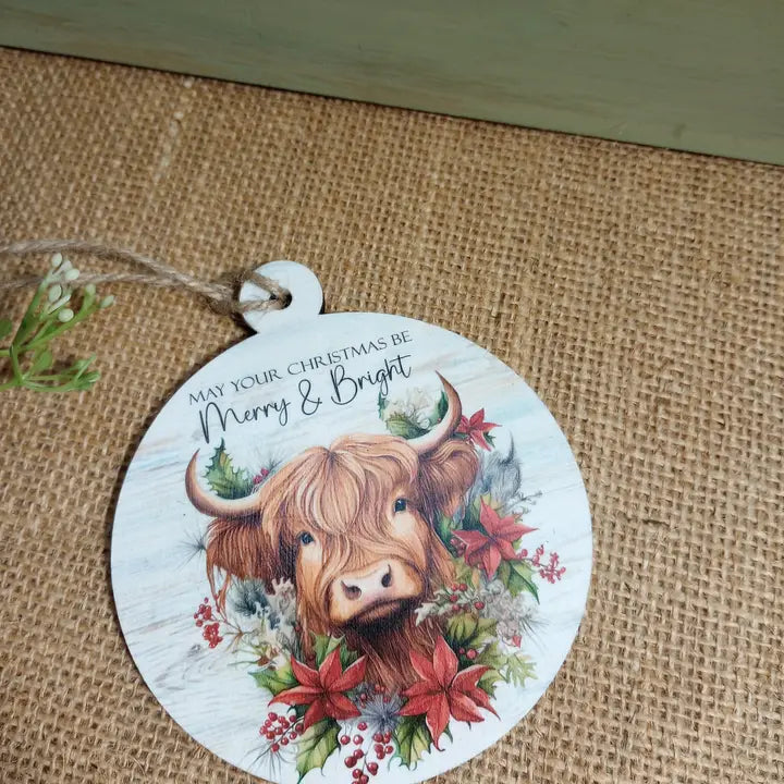 Bluegrass Burlap Round Christmas Ornament
