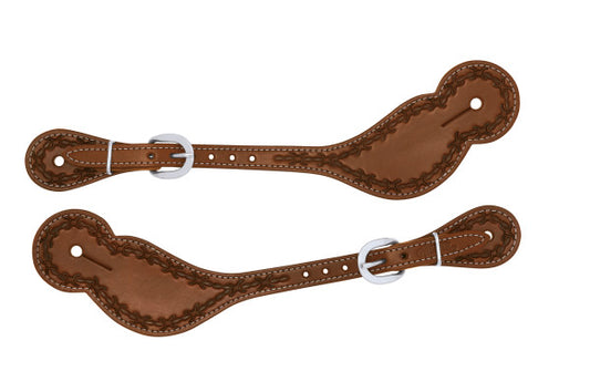 Weaver Brown Barbed Wire Stamp Spur Strap