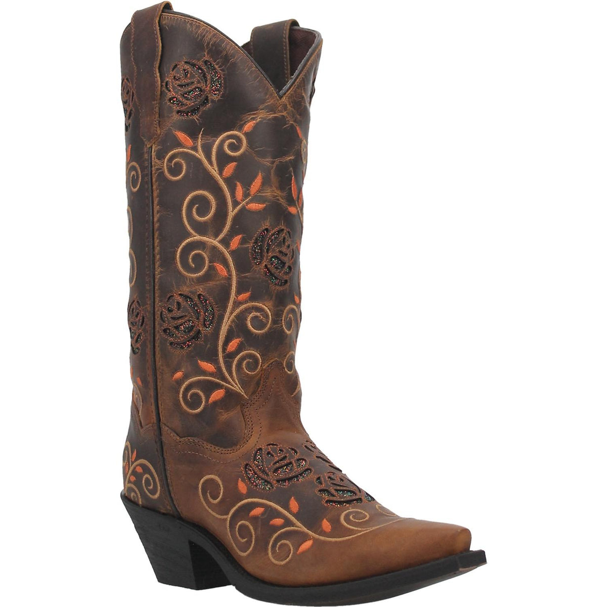 Laredo Brown Rose Snip Toe