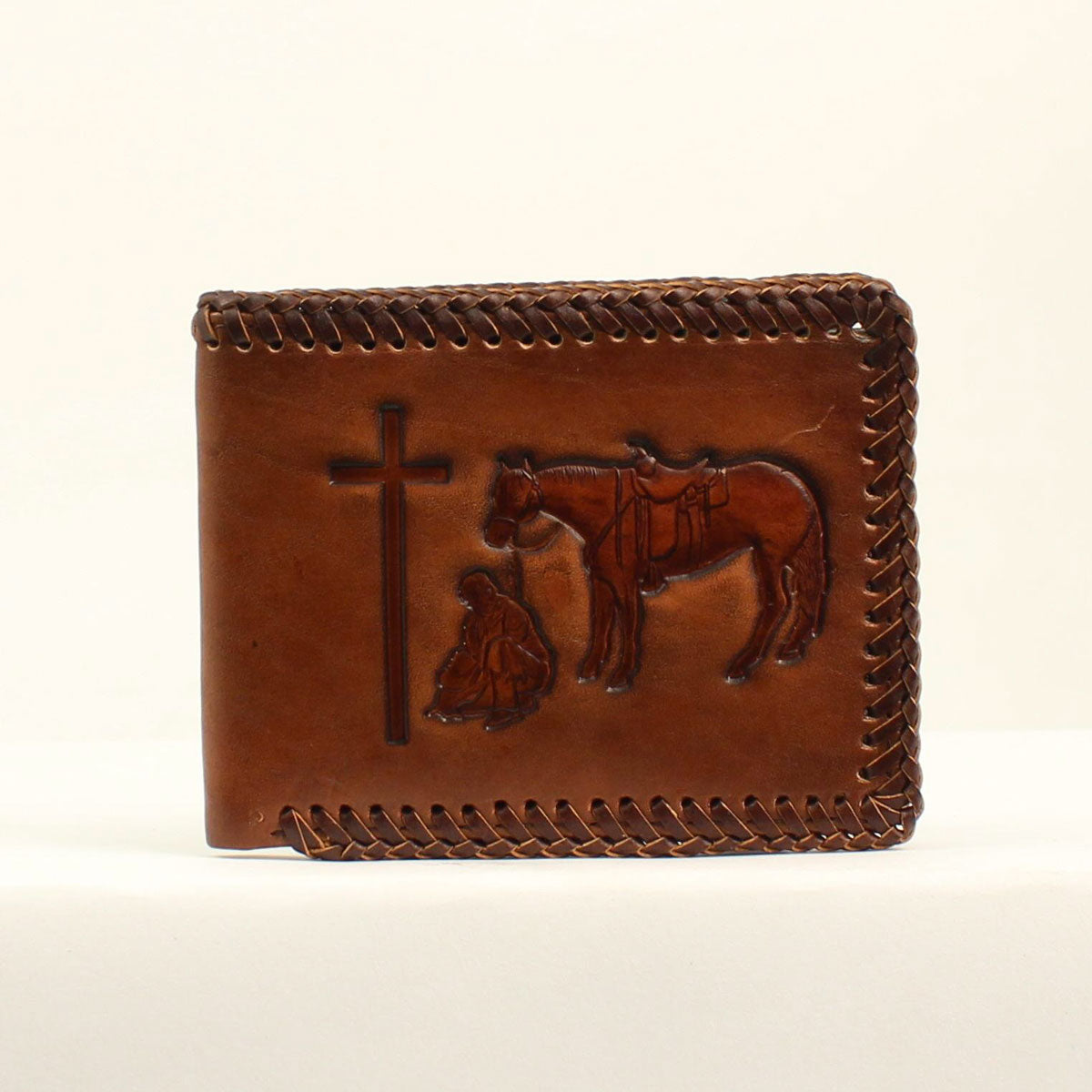 Nocona Brown Praying Cowboy Wallet