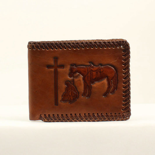 Nocona Brown Praying Cowboy Wallet