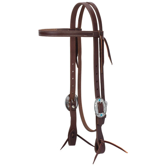 Weaver Working Tack Slim Browband Headstall with Feather Buckles