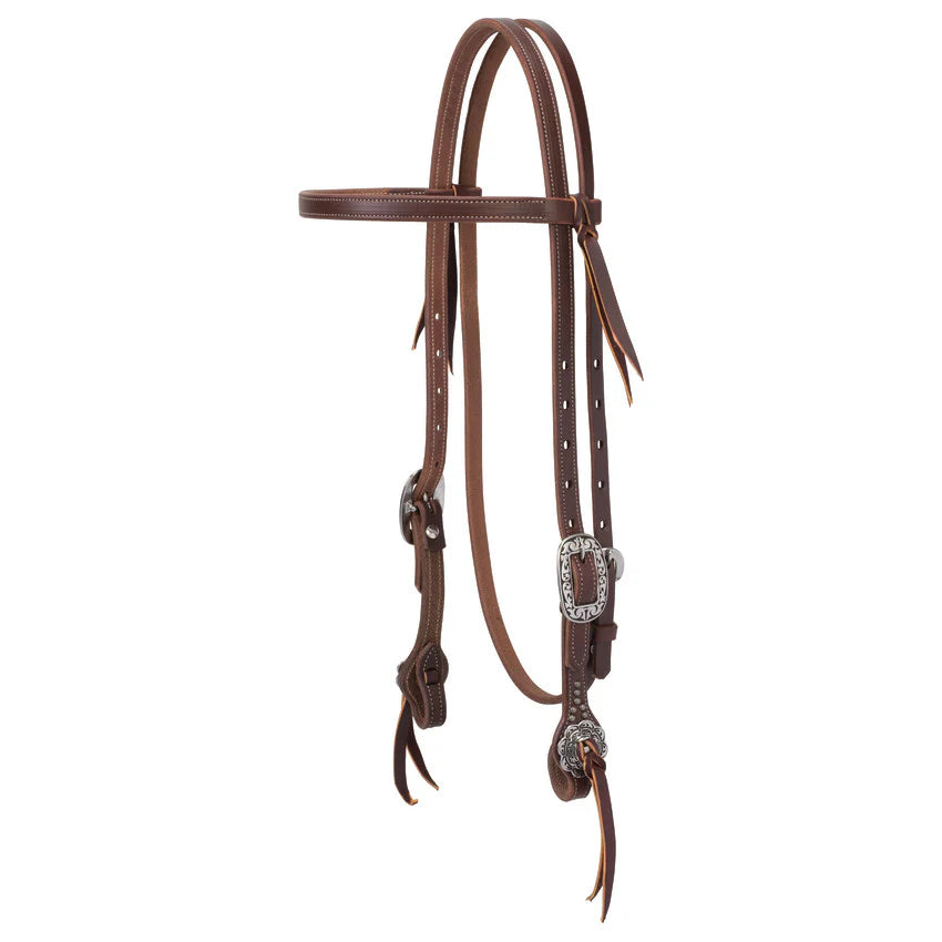 Weaver Working Tack Straight Browband Headstall with Floral Buckles