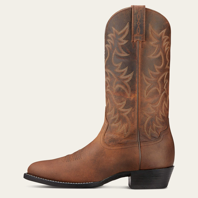 Ariat Mens Heritage Western R Toe Distressed Brown
