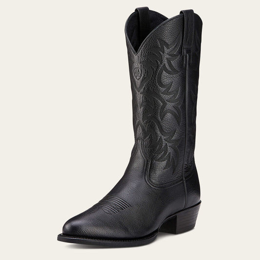 Ariat Mens Heritage Western R Toe Black Deertan