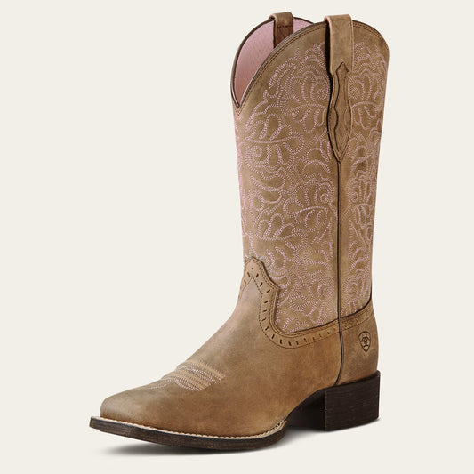 Ariat Round Up Remuda Wide Square Toe Western Boot Brown Bomber