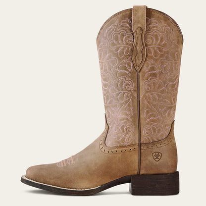 Ariat Round Up Remuda Wide Square Toe Western Boot Brown Bomber