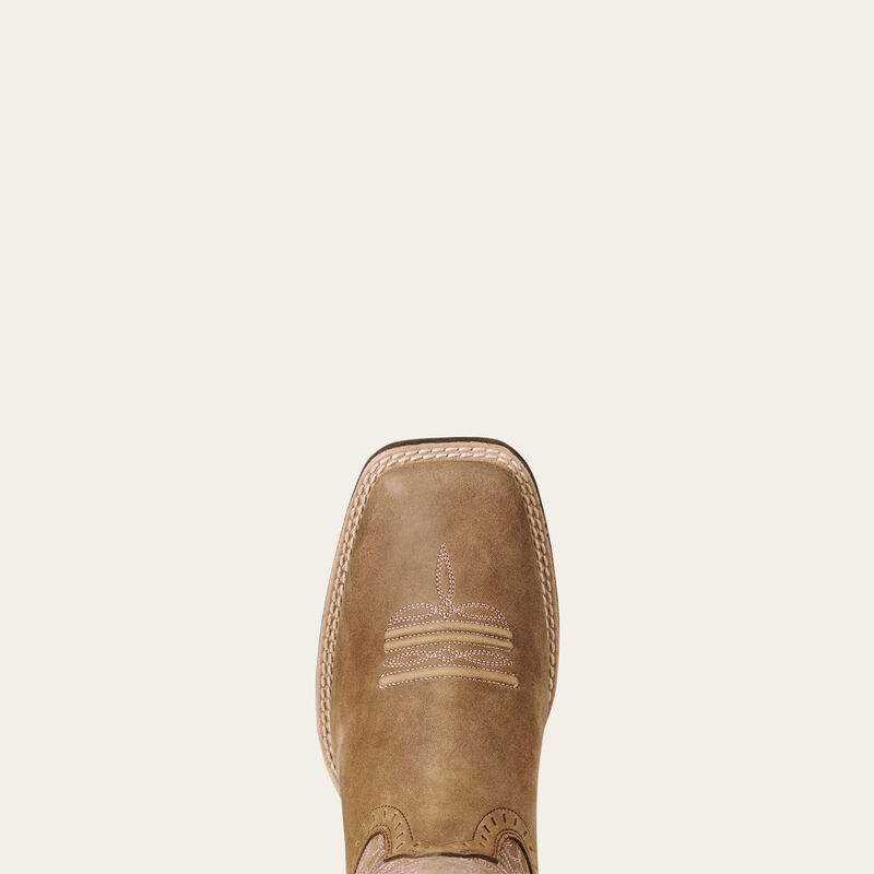 Ariat Round Up Remuda Wide Square Toe Western Boot Brown Bomber