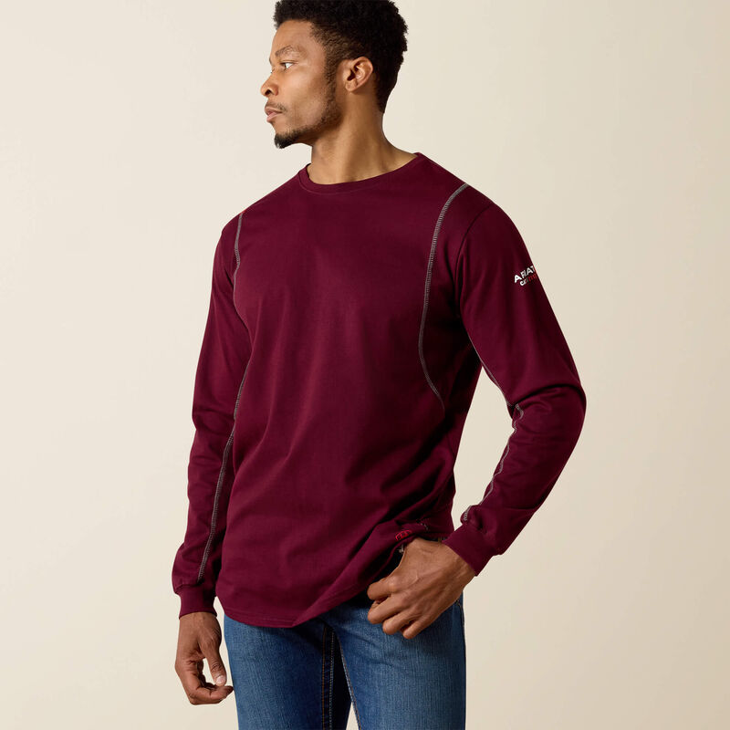 Ariat Long Sleeve FR AC Crew T-Shirt Malbec