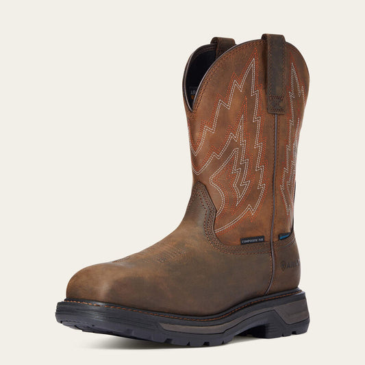 Ariat Big Rig Dark Brown / Distressed Brown Composite Toe EH Waterproof