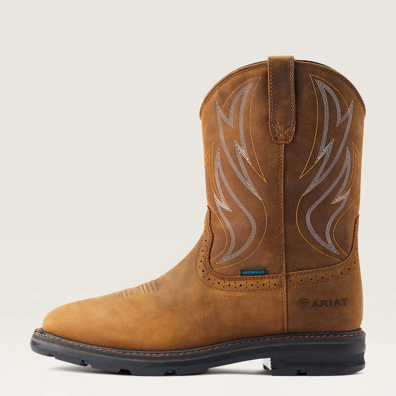 Ariat Sierra Shock Shield Waterproof Work Boot Distressed Brown