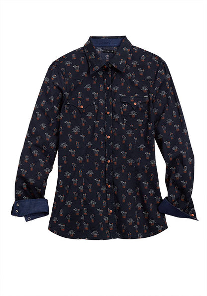 Tin Haul Cactus Print Long Sleeve Snap Shirt