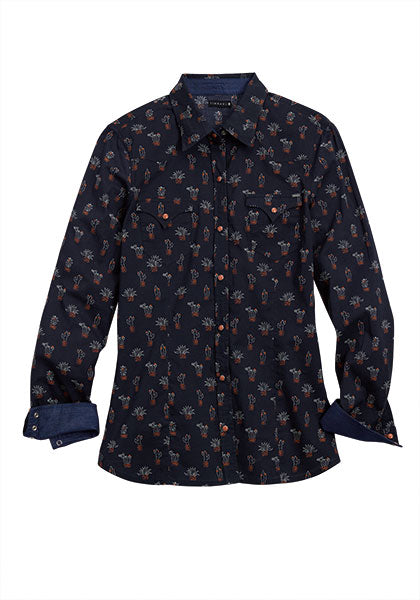 Tin Haul Cactus Print Long Sleeve Snap Shirt
