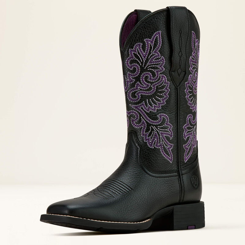 Ariat Round Up Wide Square Black Deertan