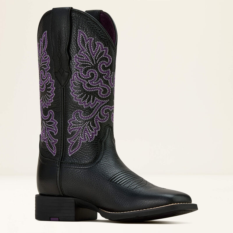 Ariat Round Up Wide Square Black Deertan