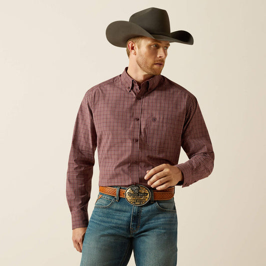 Ariat Pro Series Travis Classic Fit Shirt Burgundy